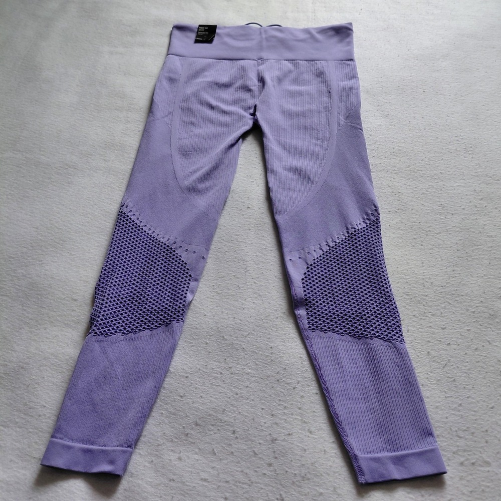Adidas Aeroknit Women Purple Leggings L High Rise Running Mesh NWT HB9242